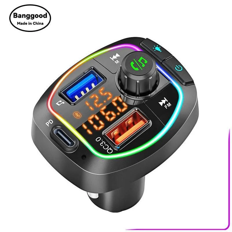 

BC66 PD/QC3.0 Dual Fast Charge + Dual Display + Ambient Light Car MP3 Player Bluetooth Receiver