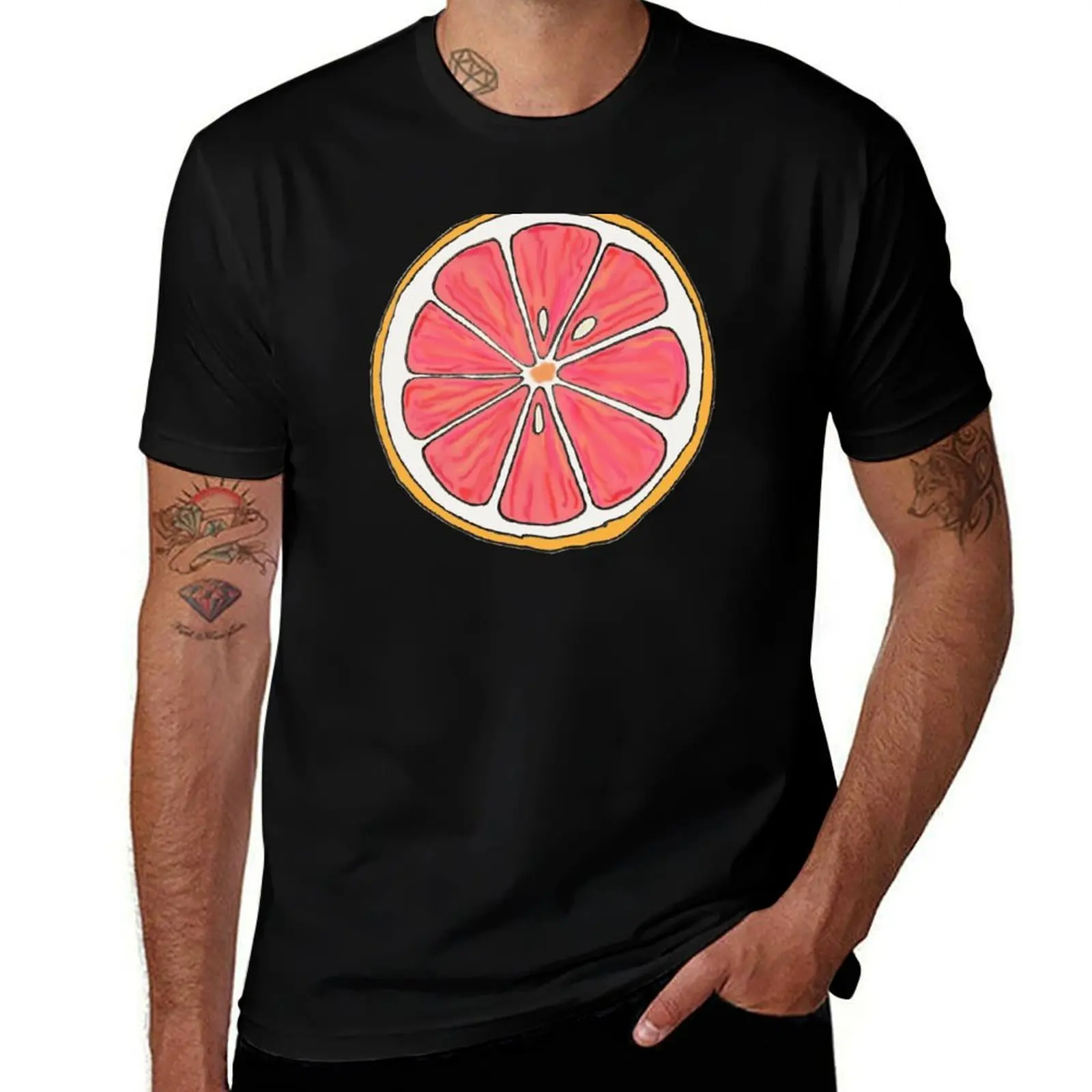 Pink Grapefruit Slice T-Shirt Plus Size Loose Fit T-Shirt