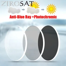 ZIROSAT Aspheric Anti-Blue Ray and Photochromic grey Optical Glasses Single vision Blue Ray Blocking for Rimless