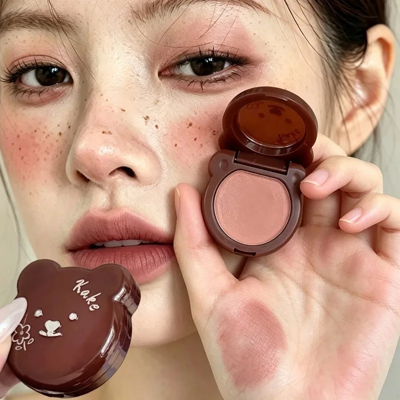 Cute Bear Multi-use Cheek Lip Stick Creamy Soft Mousse Matte Nude Coffee Brown Contour Blush Balm Velvety Smooth Natural Rouge