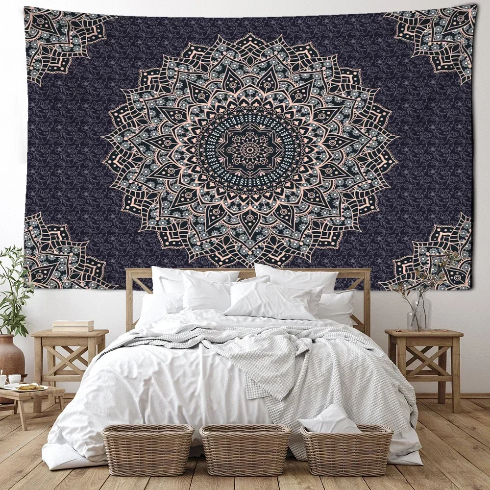 

Black Mandala Tapestry Wall Hanging Abstract Witchcraft Bohemian Mysterious Hippie Tapiz Bedroom Living Room Home Decor