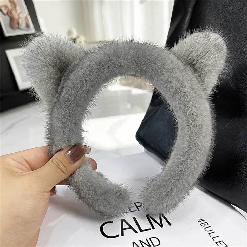 

Real Mink Fur ,Hair Bands For Women, Luxury Fur Ears Hair Band Girl Hair Accessories Hair Clip 2022