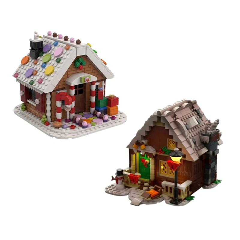 Spot MOC winter snow house Christmas house DIY assembly puzzle toy model ornaments