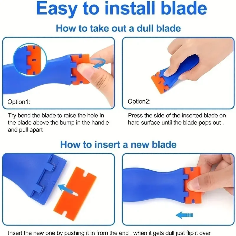 자동차 스티커 리무버 다목적 플라스틱 소형 페인트, 자동차 필름 적용 도구, 가정용 유리 청소 스크레이퍼, 1 세트