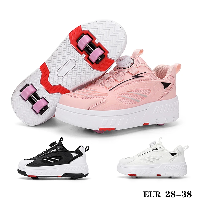 

New Style Of Boys' Roller Skates Double-Row Four-Wheeled Skates Students Wear One Shoe And Two Girls' Deformed Roller Skates