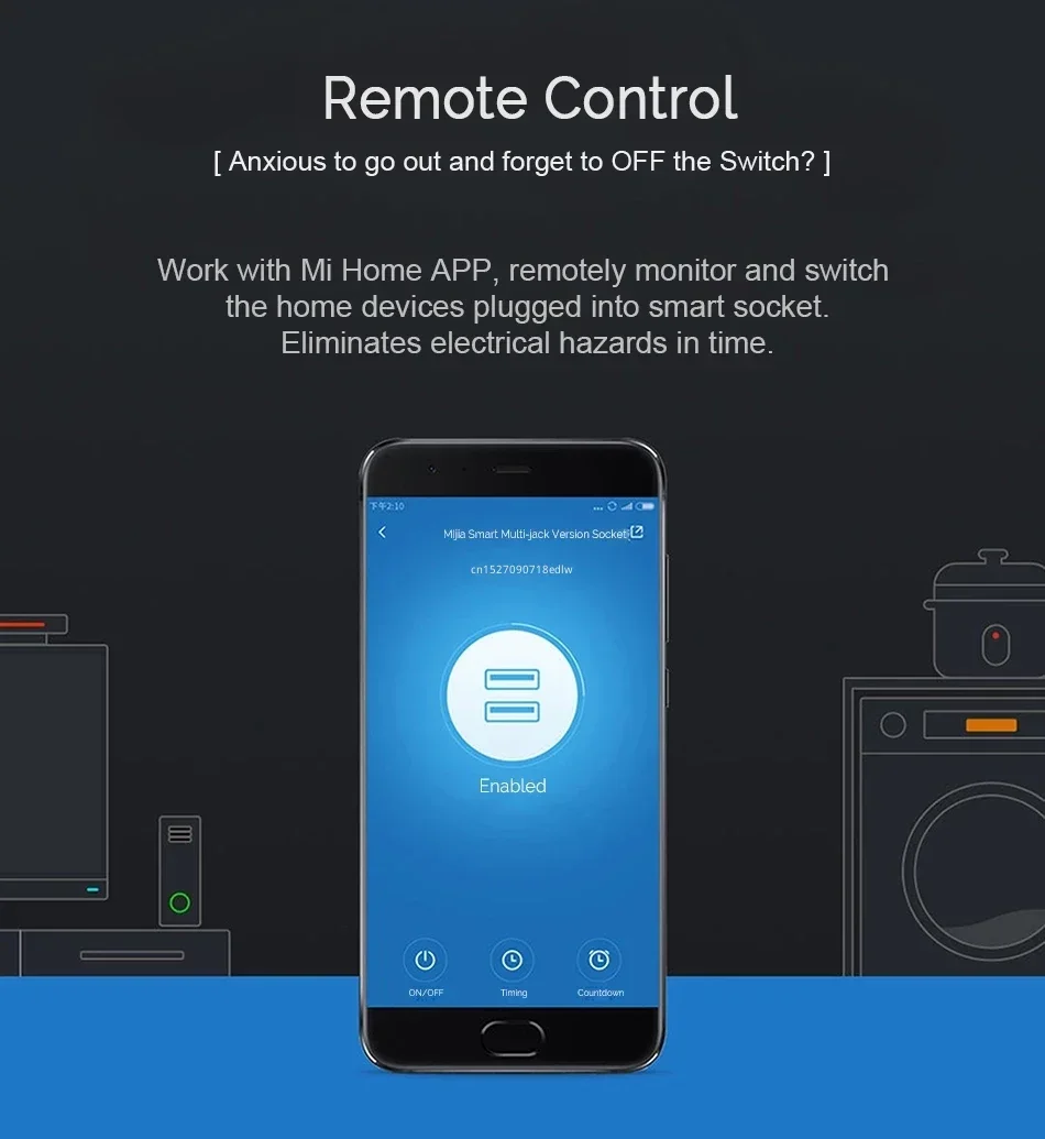 Imagem -05 - Xiaomi Mijia-soquete Inteligente Controle Wi-fi Temporizador Usb Duplo Plugue Padrão Original