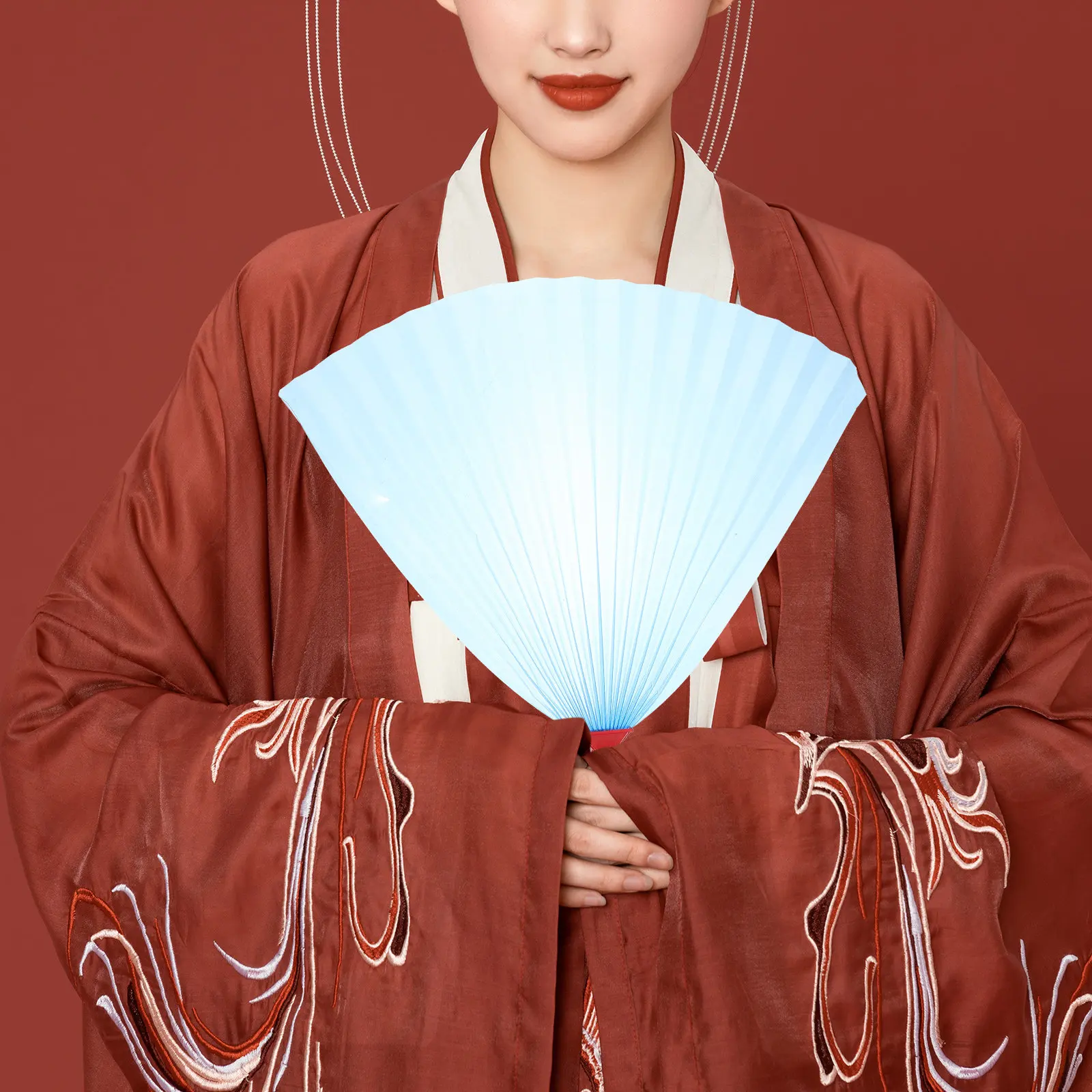 

2 шт. портативных летних веера из прочного пластика в китайском стиле для улицы, путешествий, пляжа, декора, сценических выступлений, легкие