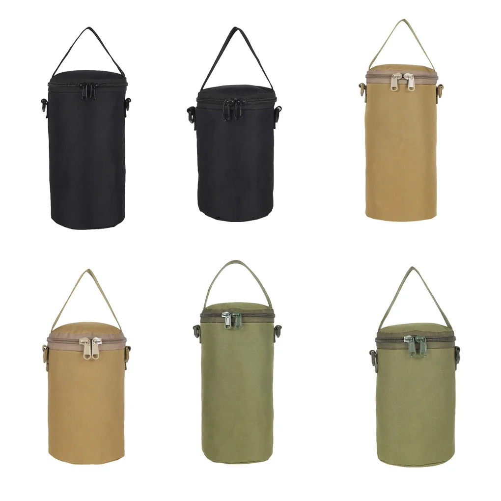 Nylon Fuel Cylinder Storage Bag Zipper Pouch Outdoor Activity Camping Travelling Cooking Protective Case  Brown Small