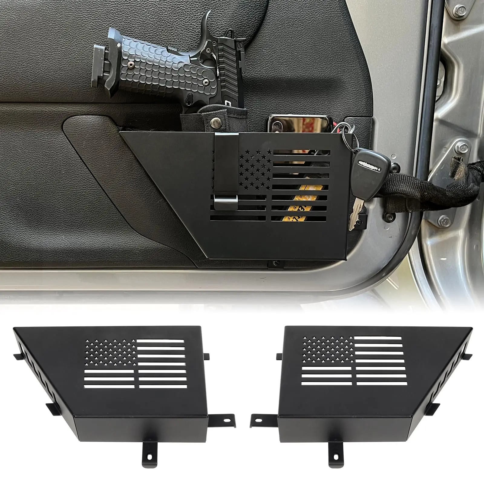 

Metal Front Door Storage Box Front Door Side Insert Organizer Box Pockets For Jeep Wrangler JK 2007-2018 Interior Accessories