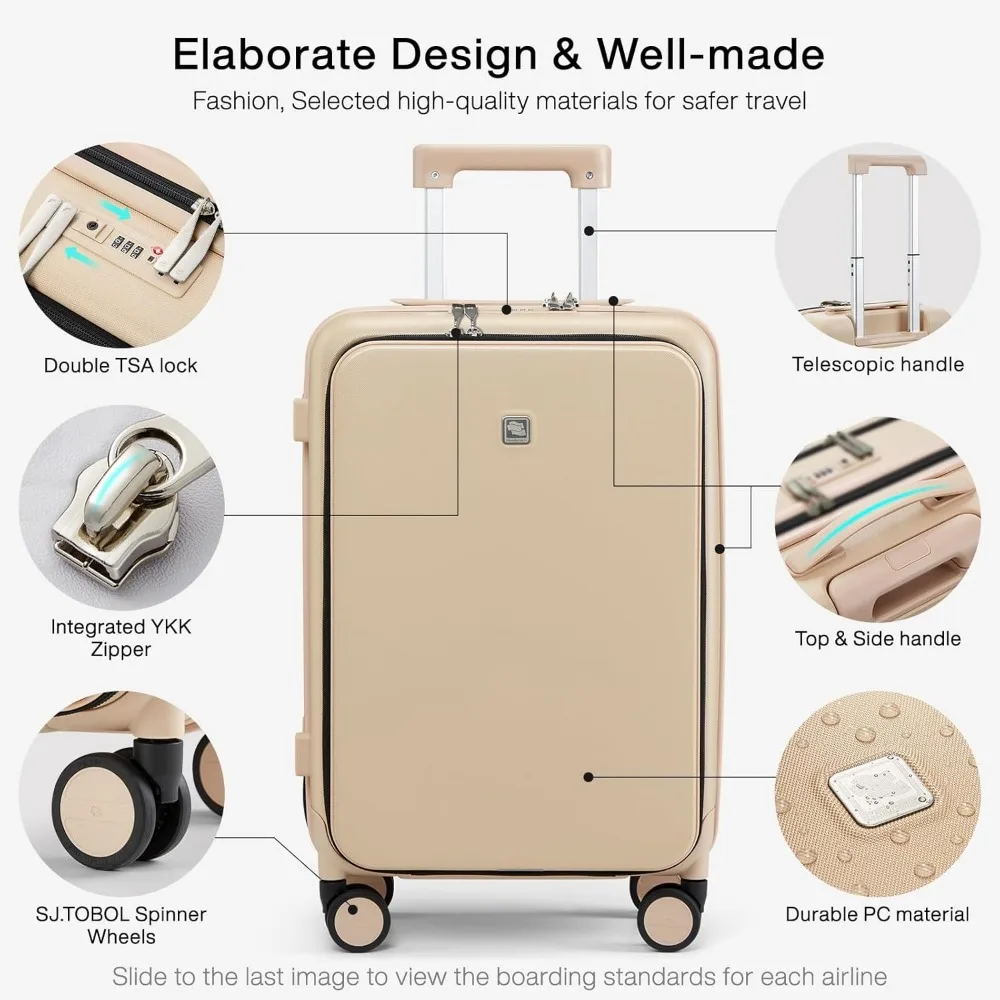 حقيبة حمل ذات هيكل صلب معتمدة من شركة Hanke Grace مع عجلات وقفل TSA، فتحة علوية مع جيب أمامي #3