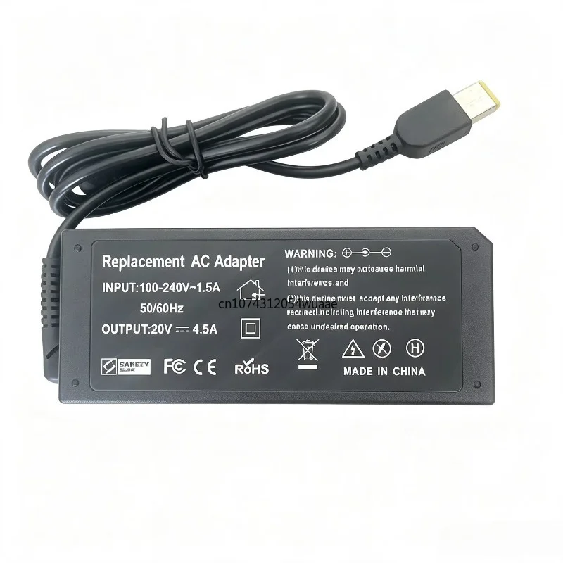 AC Adapter 90W 20V 4.5A Laptop Charger for Lenovo ThinkPad X1 Carbon T440 E431 G410 45N0237 45N0236 45N0239 344428U Power Cord