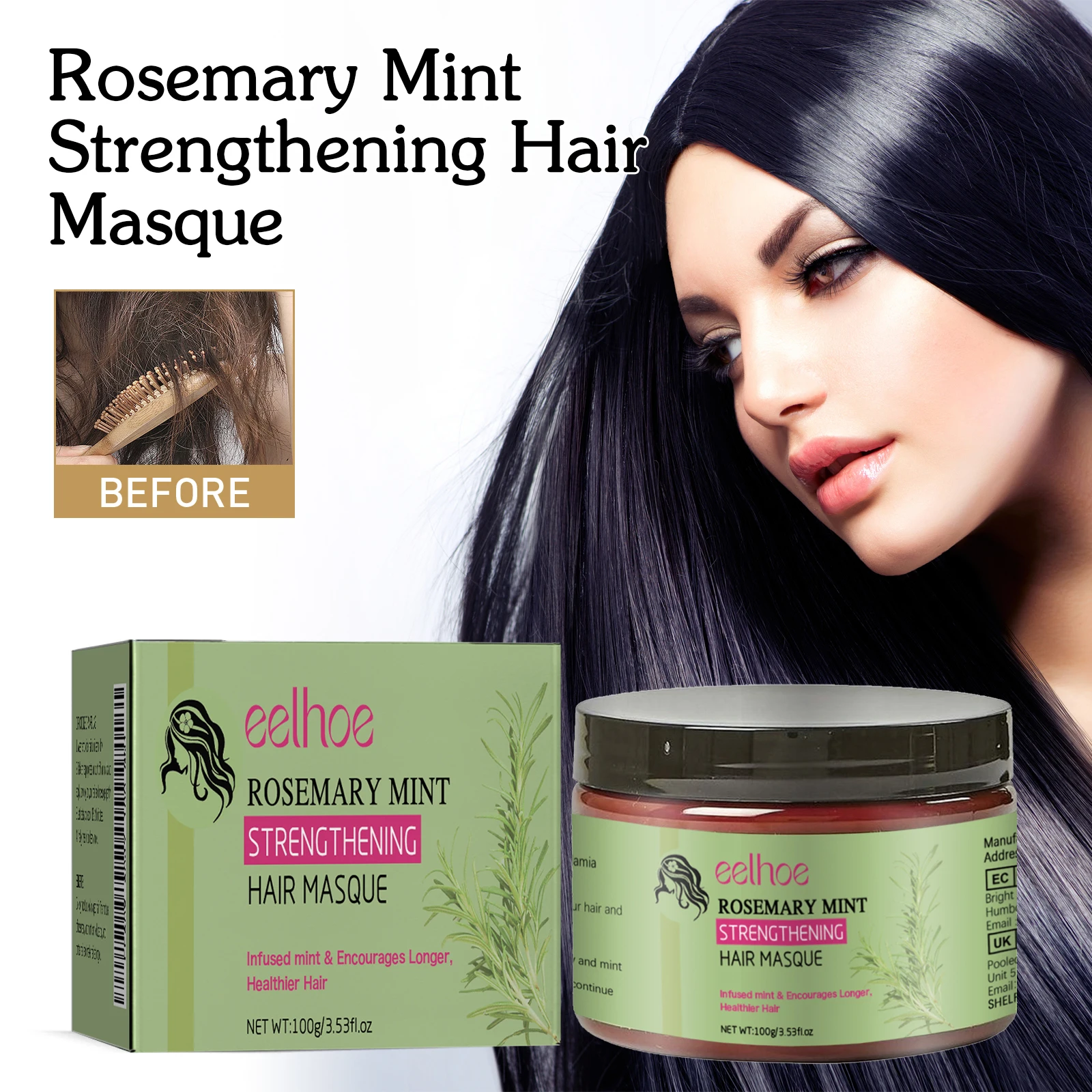 EELHOE Rosemary Hair Mask Deeply Nourishes and Softens Hair, Repair Dry Hair and Fluff Hair Moisturizing and Styling Hair Mask