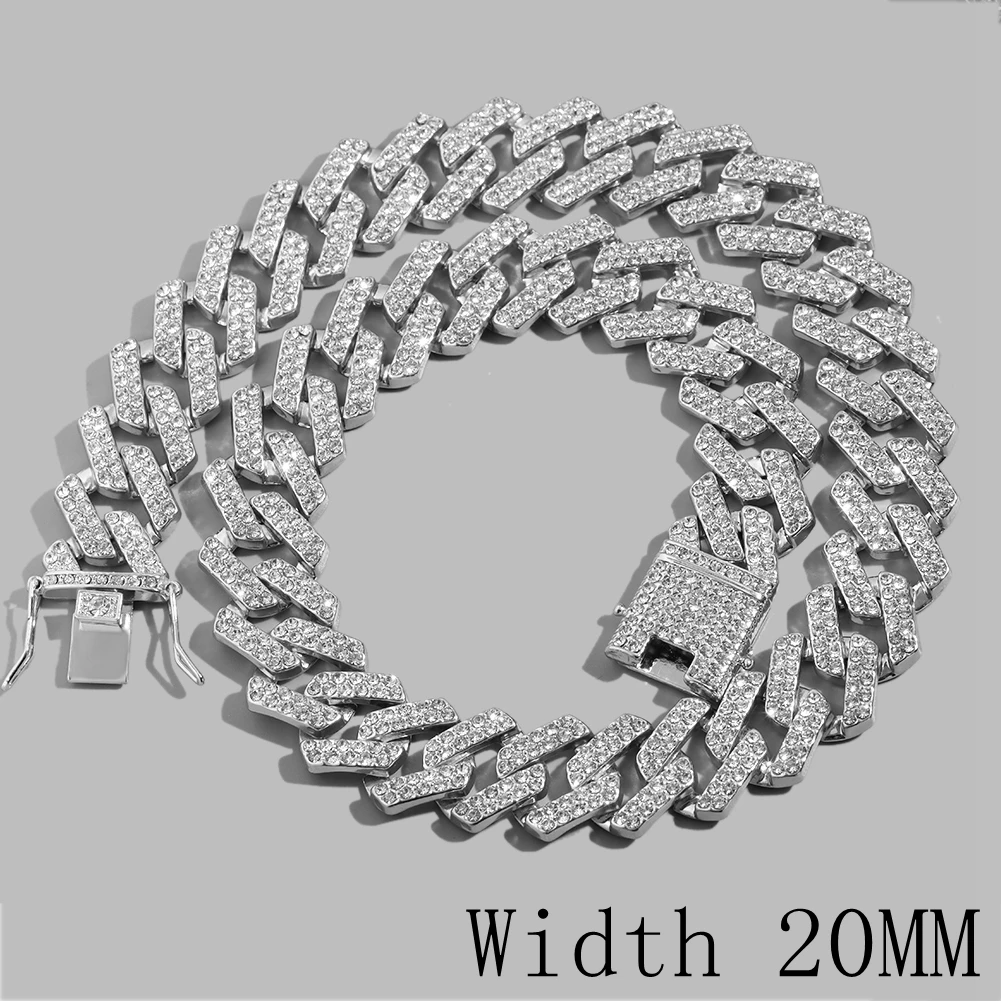 Punk Hip Hop Iced Out Rhinestones Cuban Chain Necklace For Men Punk Hip Hop Iced Out Rhinestones Cuban Chain Necklace For Men