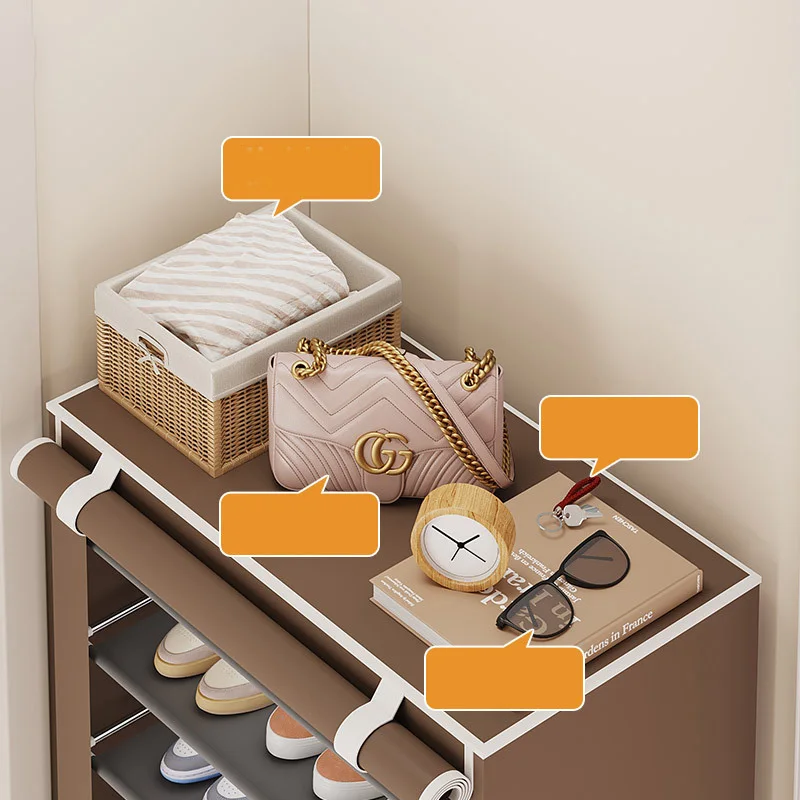 New Solid Color Simple Shoe Rack Door Home Multi-Layer Dust-Proof Storage Shoe Cabinet Indoor Space-Saving Shoe Box