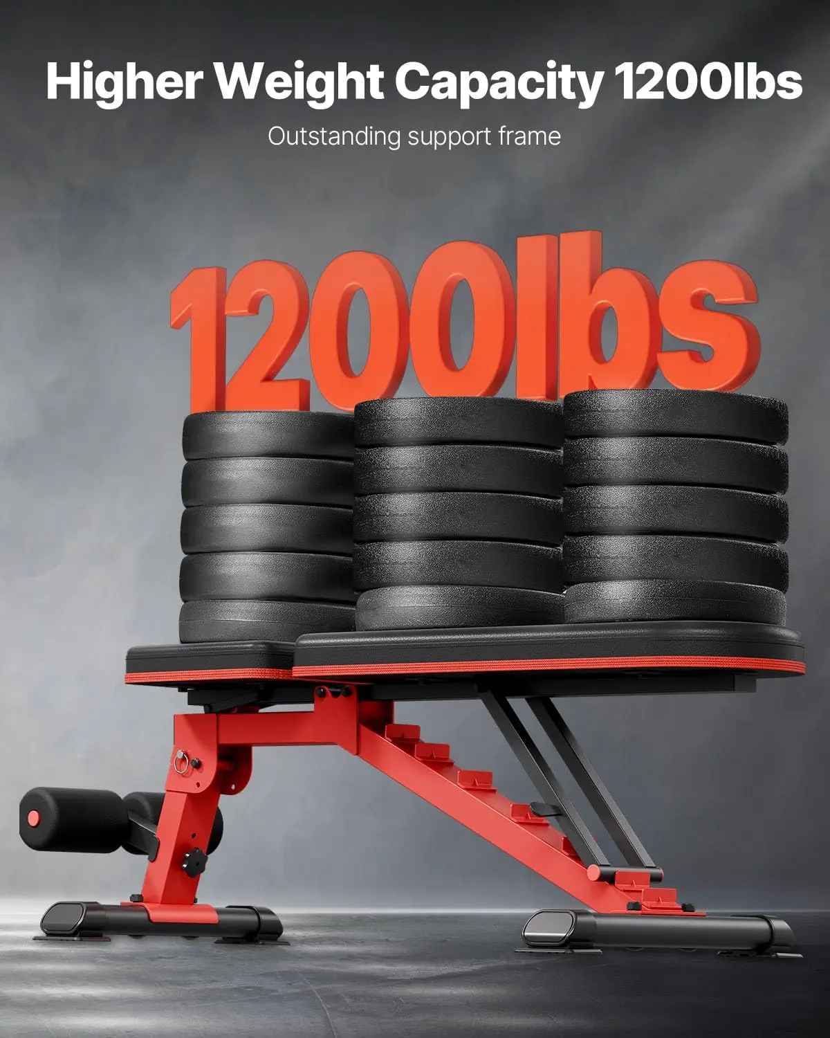 Weight Bench, 1200lbs Heavy Duty Stable Weight Bench Press for Full Body Workout, Adjustable Exercise Sit up Bench for Home Gym