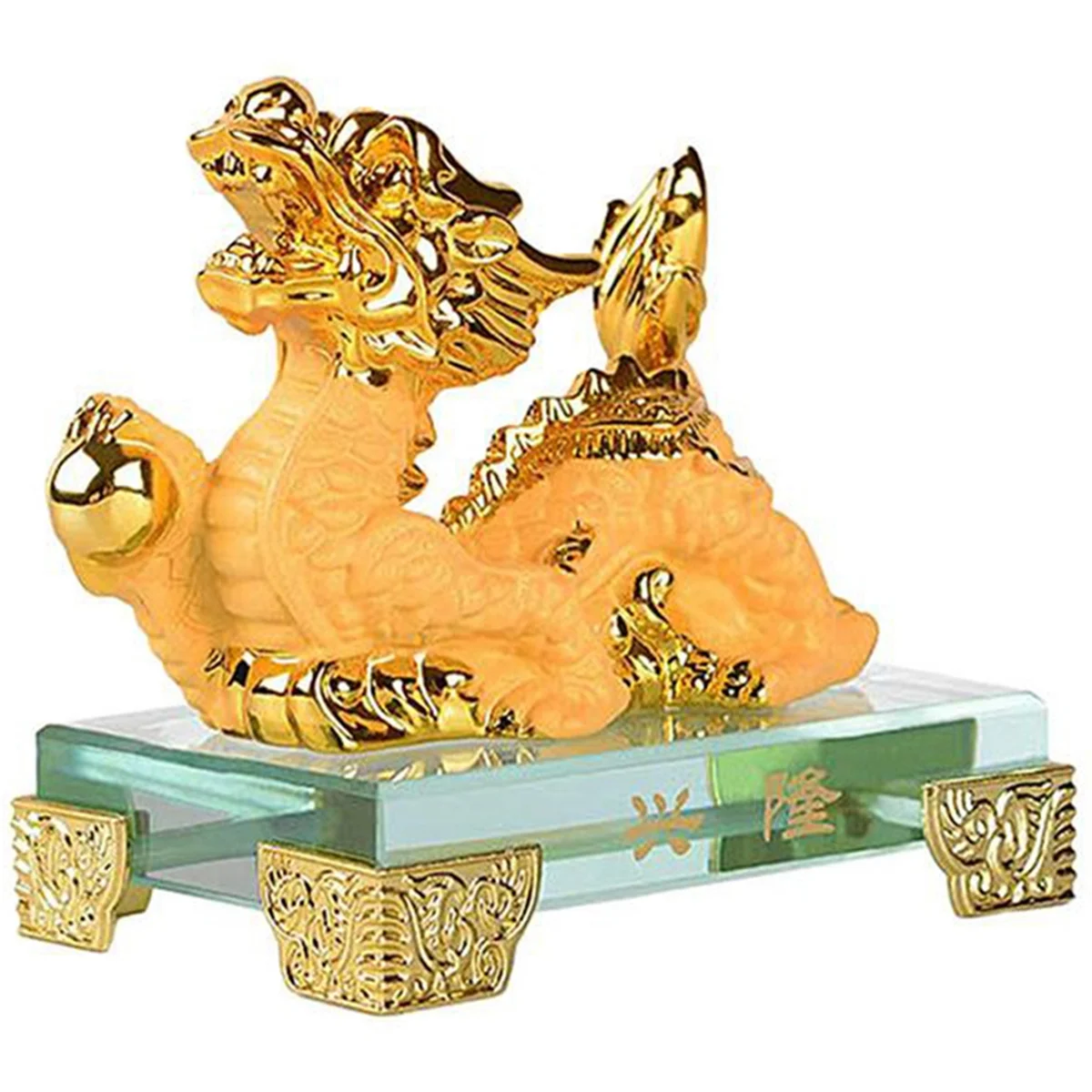 2024 New Year Zodiac Dragon Ornament Gold Resin Chinese Dragon Statue Chinese Style Lucky Dragon Ornament for New Year