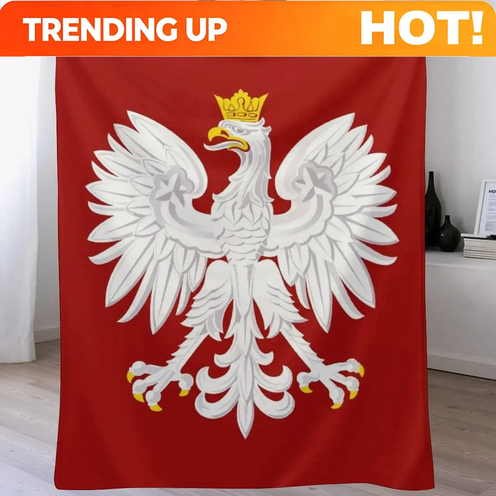 Custom Polish Eagle Throw Blanket Sofa Throw Heavy To Sleep Decorative Beach Blankets