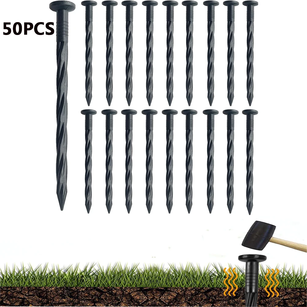 

50pcs Plastic Landscape Edging Spikes Landscape Anchoring Nail Spiral Stake for Weed Barrier Paver Artificial Turf Grass Pathway