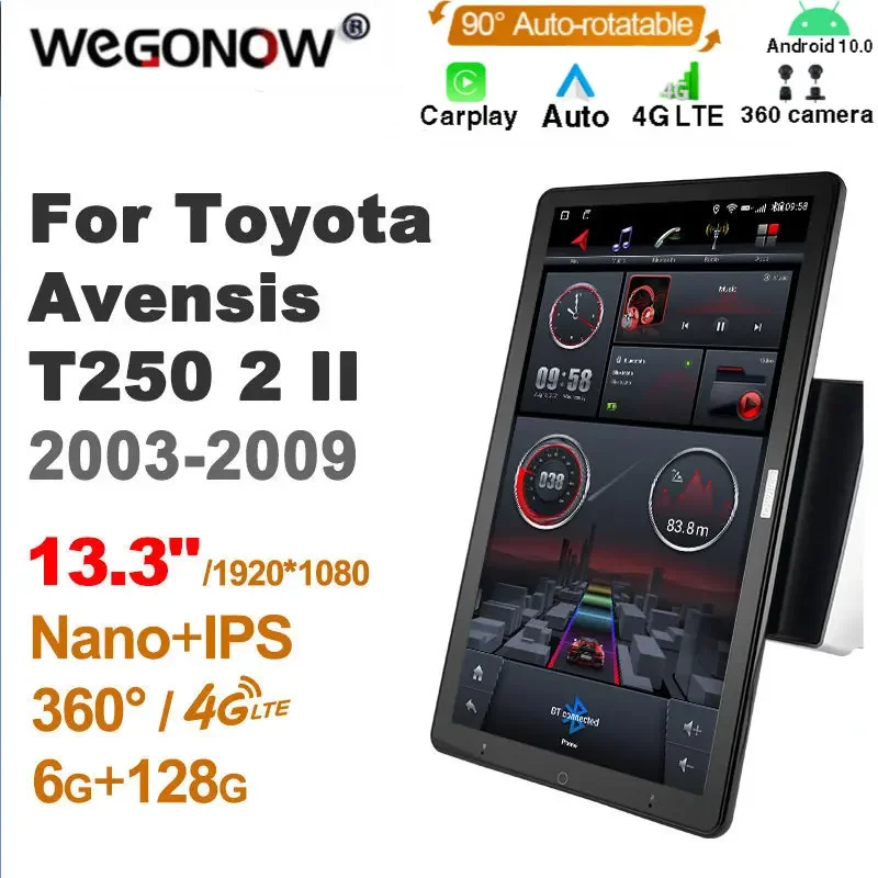 

Автомагнитола Ownice 1Din, 13,3 дюйма, Android 10,0, панорама 360 для Toyota Avensis T250 2 II 2003-2009, аудио SPDIF 4G LTE, без DVD