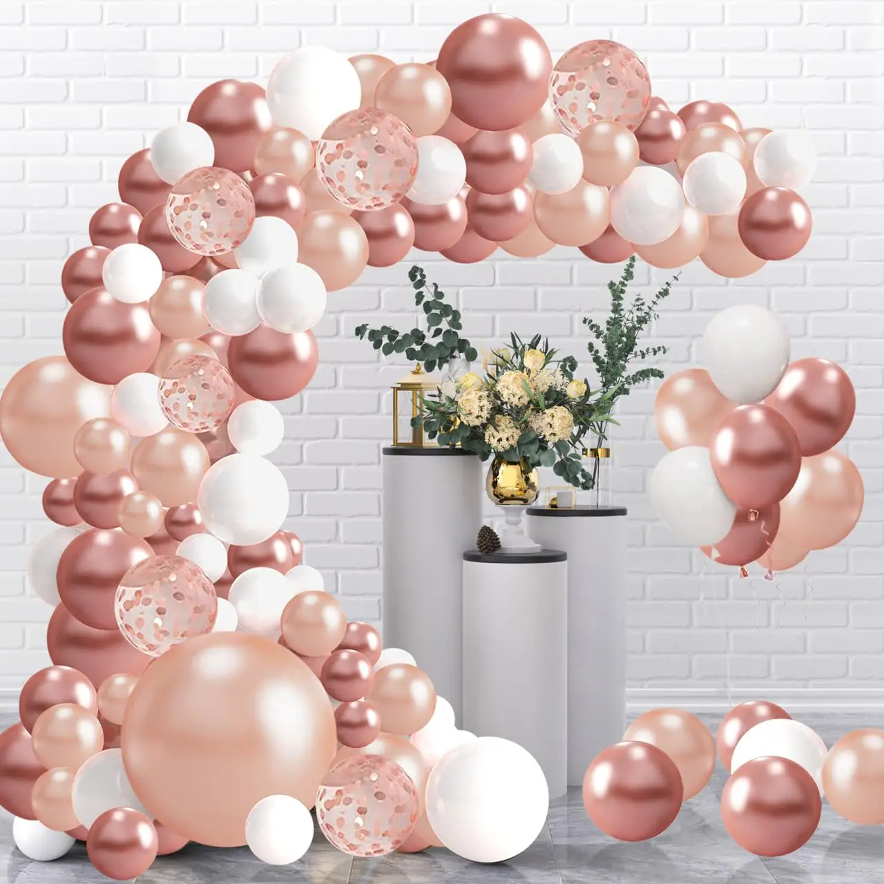 97pcs Rose Gold Balloon Arch Kit. Rose Gold White Decoration for Birthday baby shower Bridal shower Wedding Decoration