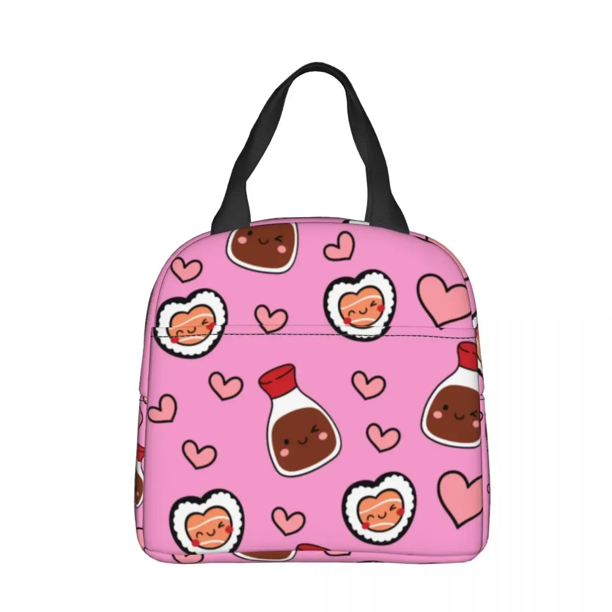 Cute Kawaii Sushi And Soy Insulated Lunch Bags Portable Lunch Container Thermal Bag Tote Lunch Box School Travel Men Women