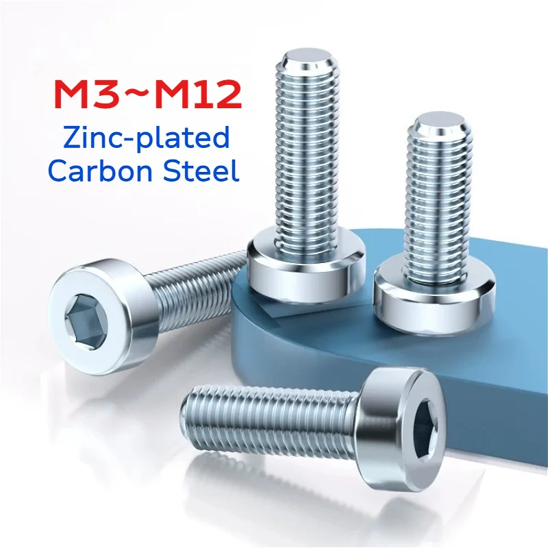 M3 M4 M5 M6 M8 M10 M12 Grade 8.8  Zinc-plated Carbon Steel Hex Hexagon Socket Thin Low Short Profile Head Allen Cap Screws