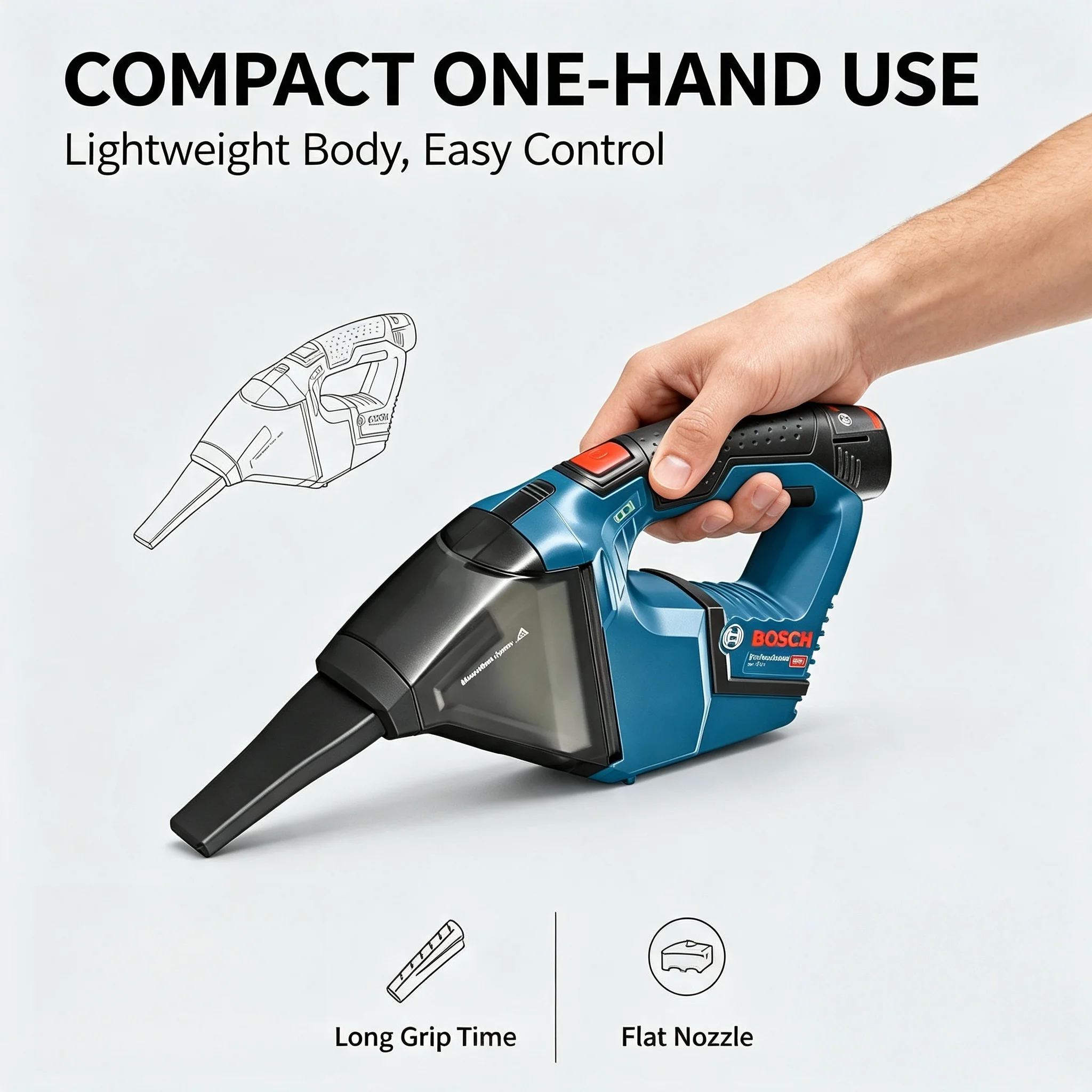 Bosch GAS 12V-LI Cordless Vacuum Cleaner Powerful Cyclone Household Portable Handheld Dust Extractor Mini Home Car Vacuum Clean