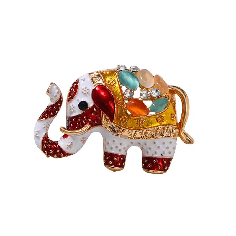 Vintage elephant brooch High-grade ethnic style auspicious animal corsage pin Men women clothing accessories jewelry gifts