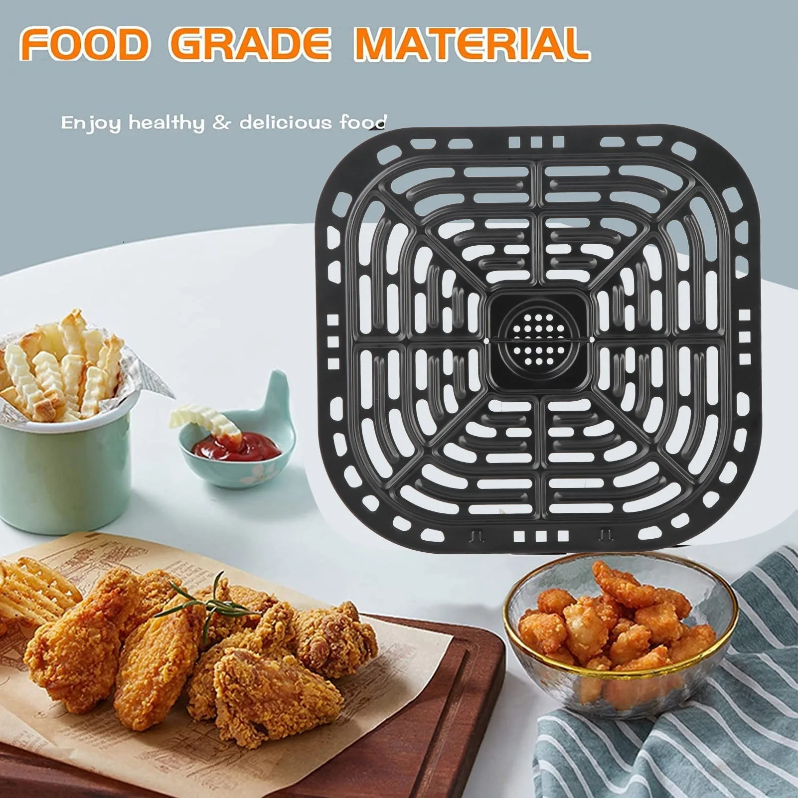 23.5x24.5cm Fryer Replacement Grill Pan 304 Stainless Steel Fryer Replacement Crisper Plate Fryer Replacement Grill Pan