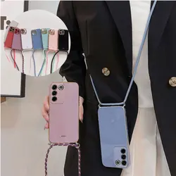 Crossbody Lanyard Plating Case For Vivo V27 Pro V40 SE V25E V23Pro V21E V50 V30 Lite Soft TPU Lens Protection Shockproof Cover