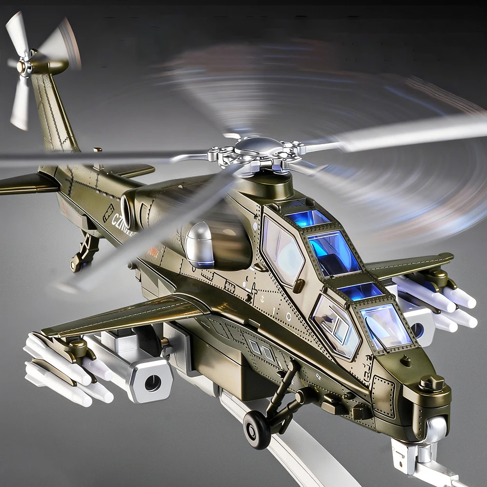 1:52 CAIC Z-10 هليكوبتر لعبة مجسمة سيارة ضوء الصوت التراجع الطائرات تدوير المروحة نماذج عسكرية لعب الأولاد الحلي