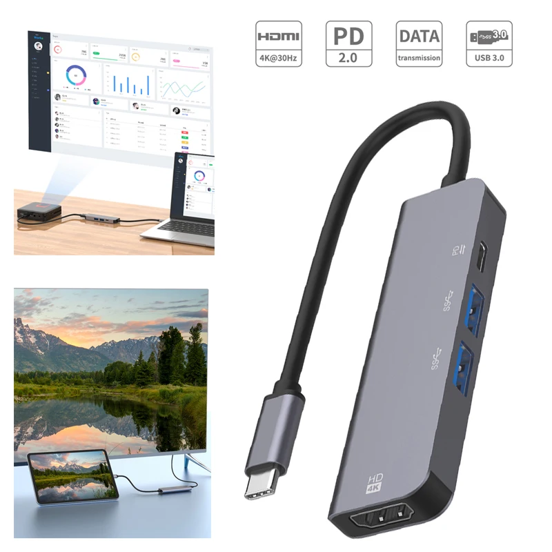 Splitter Converter dock station Plug and Play Synchronization Controller usb hub HDMI-compatible Splitter Adapter Screen Sharing