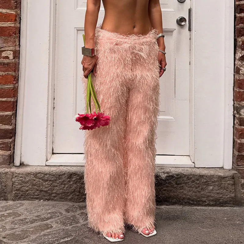 

Fringe Tassel Pants High Waist Y2K Streetwear 2025 Women Summer Fashion Clothes Trousers Sexy Elegant Wide Leg Pencil Pants