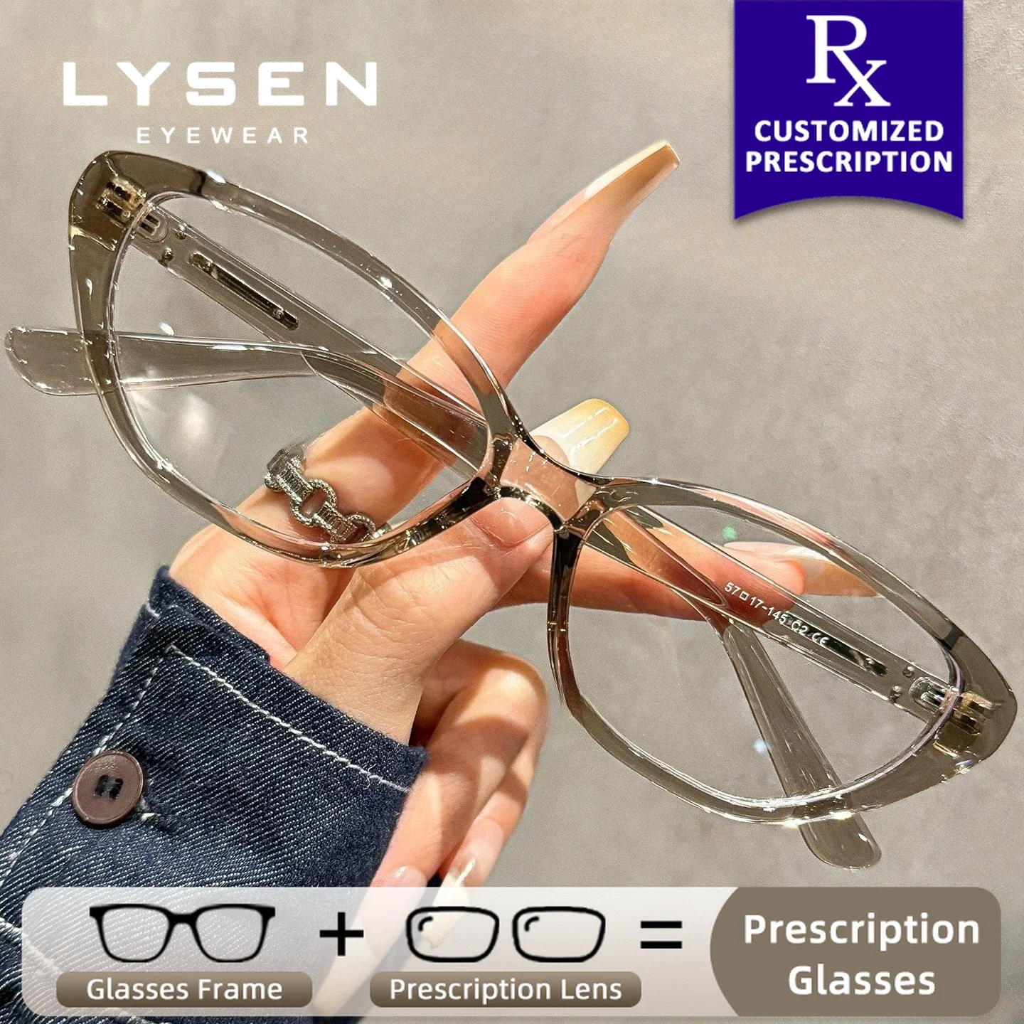 

LYSEN Cat Eye Myopia Prescription Optical Eyeglasses Women Anti Blue Light Photochromic Glasses Anti Reflection Reading Glasses