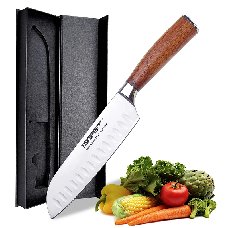 ​Tonife 7 Inch Steel Knife Rosewood Handle Professional Kitchen Chef Knife Meat Fish Slicing Vegetables Cutter Butcher Cleaver