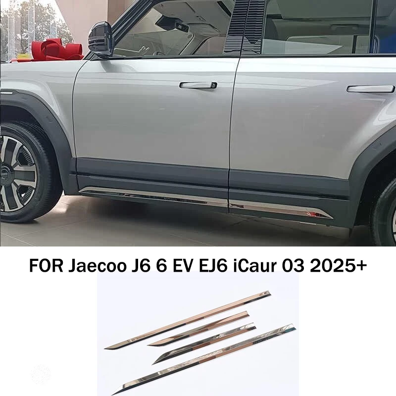 Car accessories FIT FOR Jaecoo J6 6 EV EJ6 iCaur 03 2025+ Stainless steel chrome Body Kit Side Door Car Body Molding Cover Trim