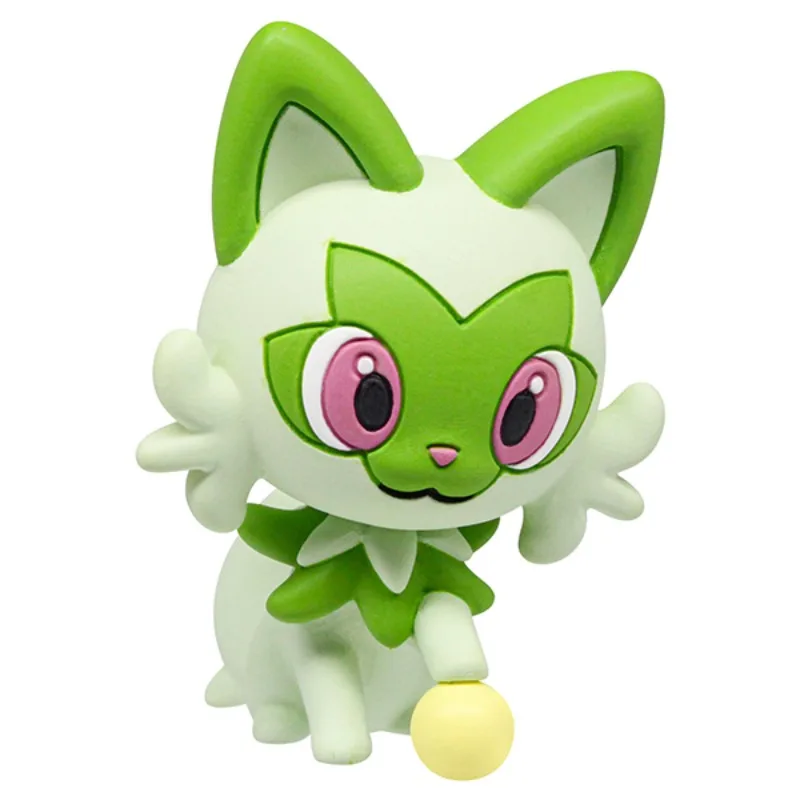 Pokemon GO Kawaii Japan Gashapon Figurine Anime Sprigatito New Leaf Cat Figure Cute Capsule Toys Doll Mini Model Gift