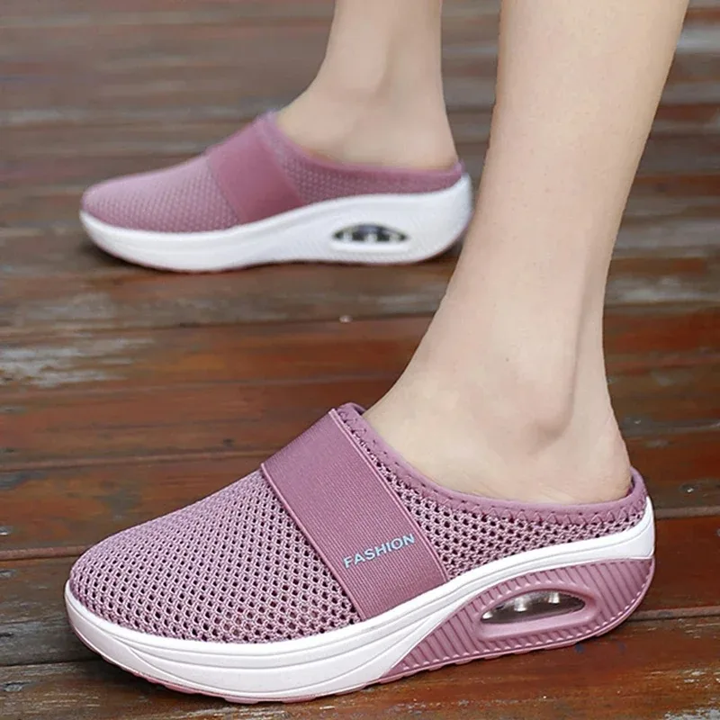 Women Wedge Breathable Slippers 2024 Summer Anti-slip Premium Sandals Vintage Casual Female Platform Shoes Plus Size Slides