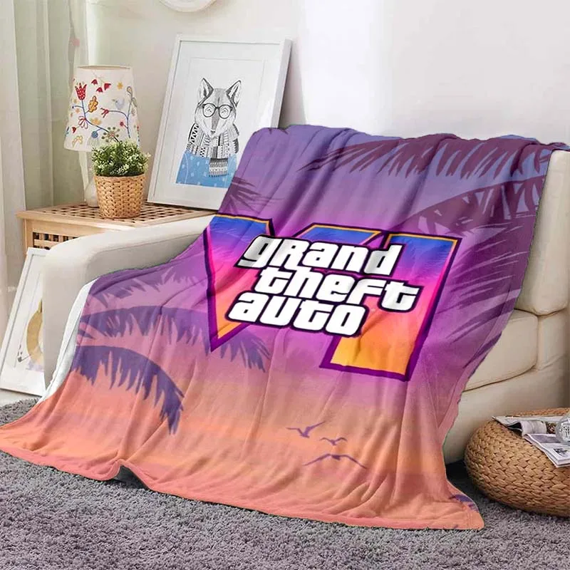 Grand Theft Auto GTA Action Game Series Blanket Sofa Cover Soft Hairy Blanket Flannel Cozy Comfortable Home Travel Throw Blanket