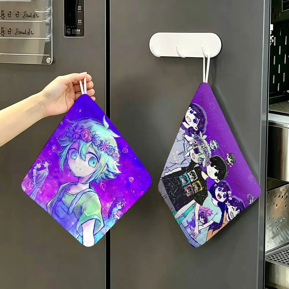Anime Omori Polyester Cotton Hand Wiping Towel, Hanging Towel, Quick Dry for Kitchen Bathroom Daily Supplies