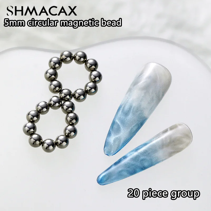 Cat Eyes Magnet Nail Beads, Gel Polish, Efeito 3D Line Strip, Small Round Magnet Beads, Manicure Art Design Tools, 20pcs