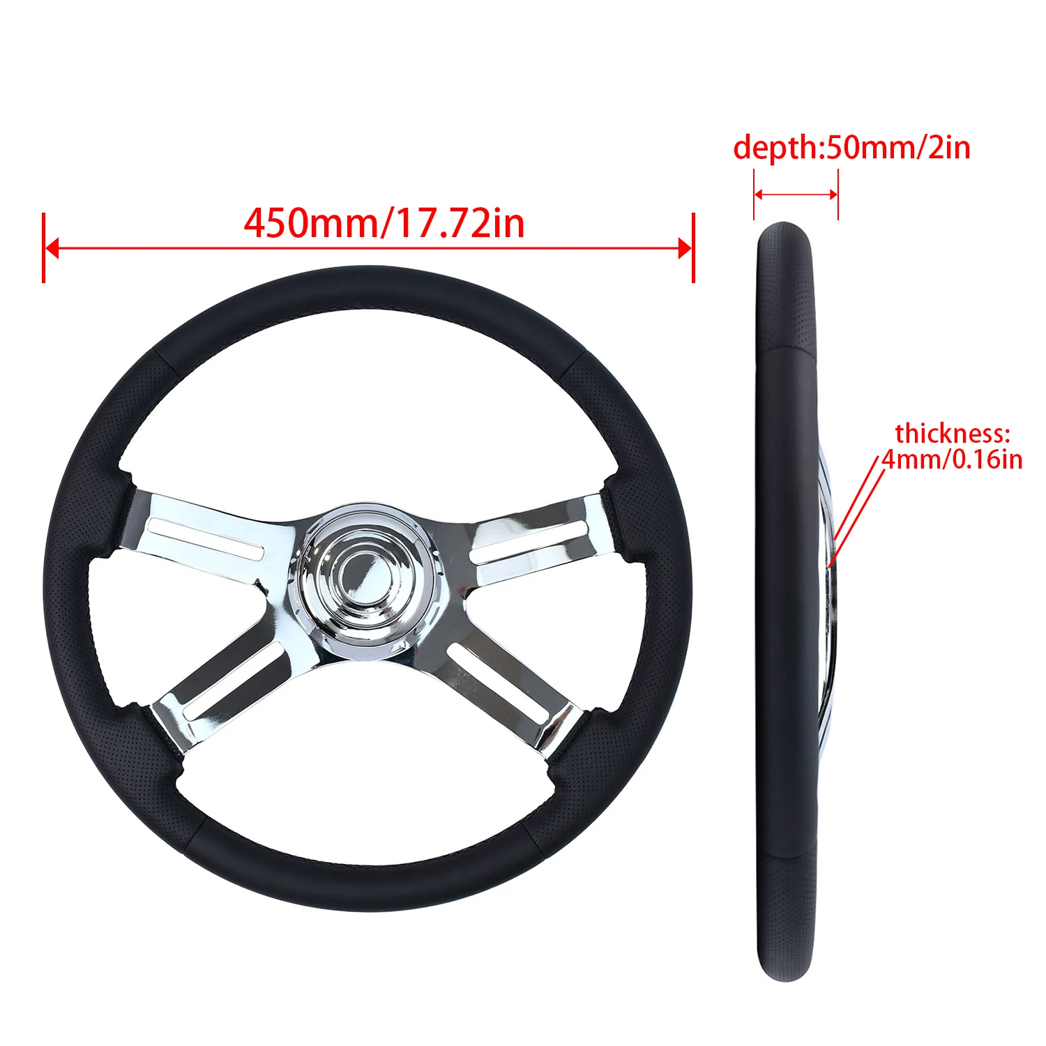 450mm Black Modified Truck Steering Wheel 17.72 inch ABS Truck Steering Wheel Modified Racing Steering Wheel Wholesale