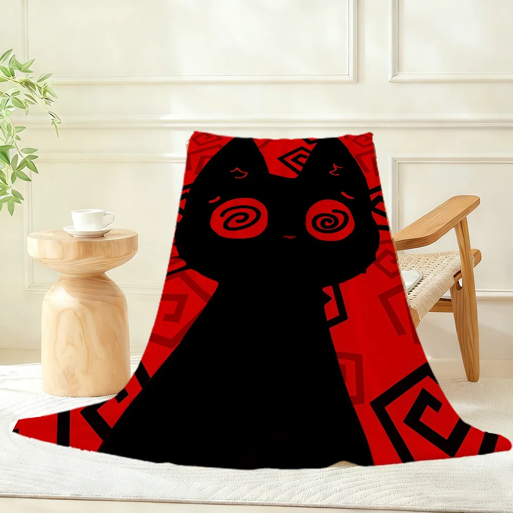 Red Aesthetic C-Cat Blanket Throw Super Cosy Plush Living Room Sofa Couch Childish Birthday Gifts