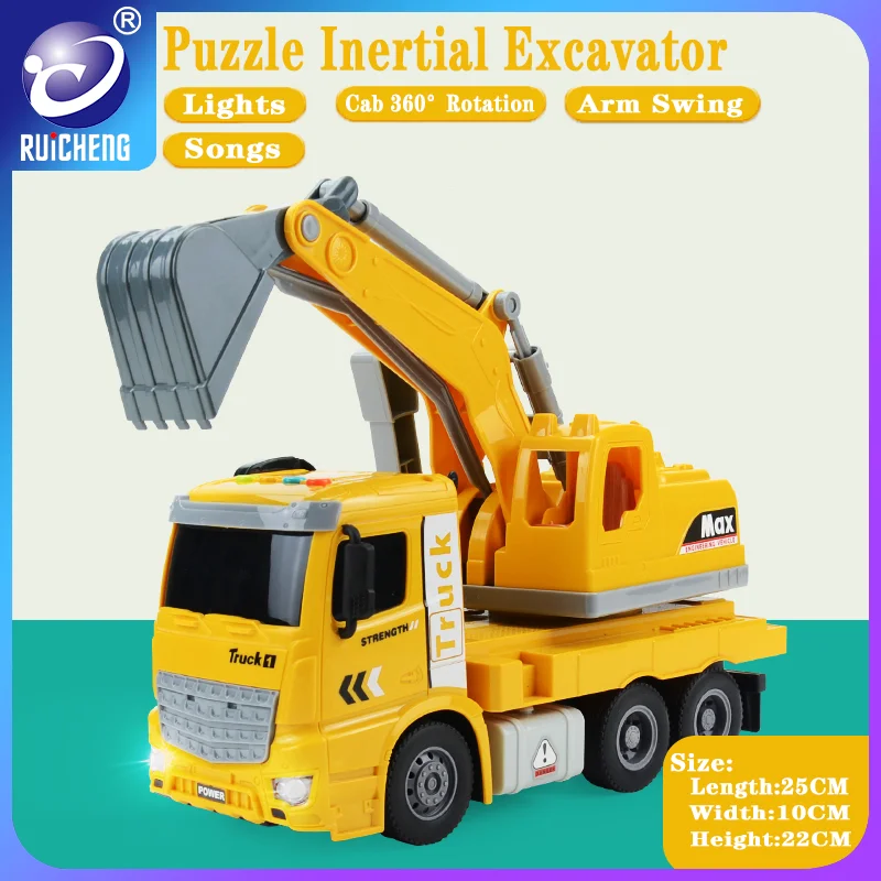 Puzzle Early Education Excavator 2-6 Years Old Children Simulation Toy Engineering Vehicle Model Birthday Gift