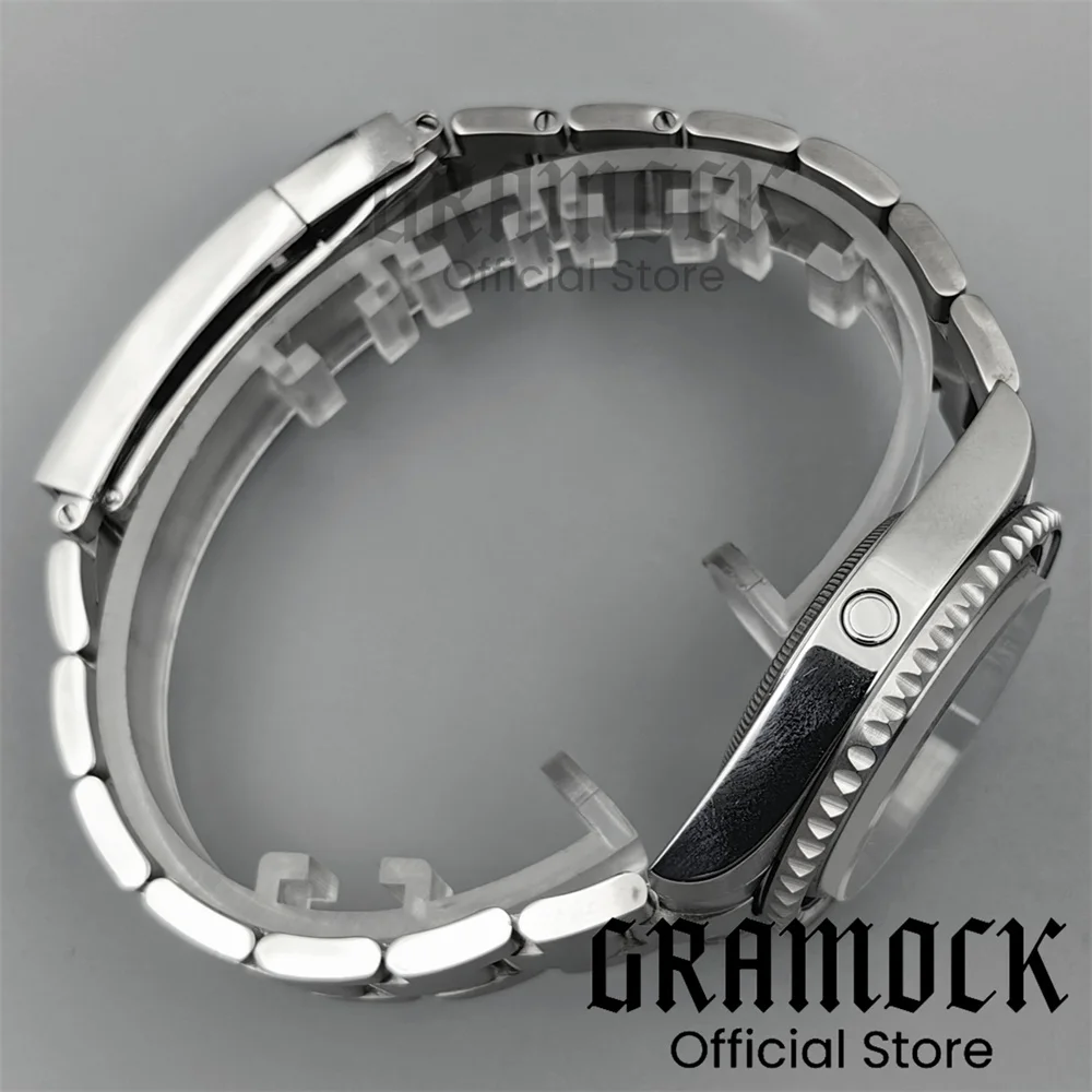 GRAMOCK NH35 40mm SEA Case Steel Diving Watch Case Glide Lock Clasp 100M Waterproof Fit NH34 NH35 NH36 NH38 ETA2824 Movement