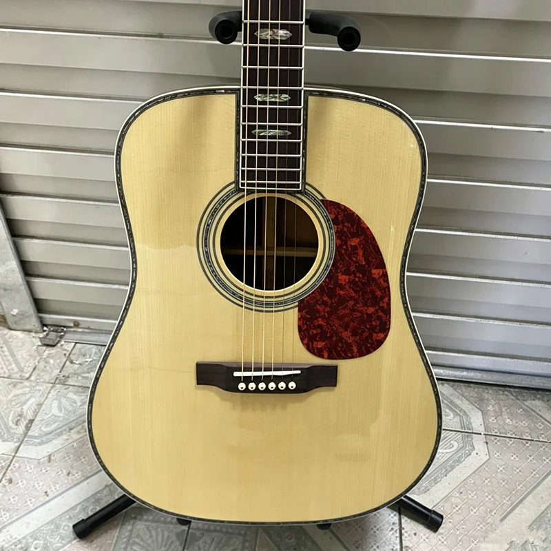 Vicers Handcrafted Dreadnought Acoustic Guitar With EQ Pickup, Solid Spruce Top, Rosewood Back & Sides Fingerboard, 20 Frets Full Size Folk Guitar For Stage Performance