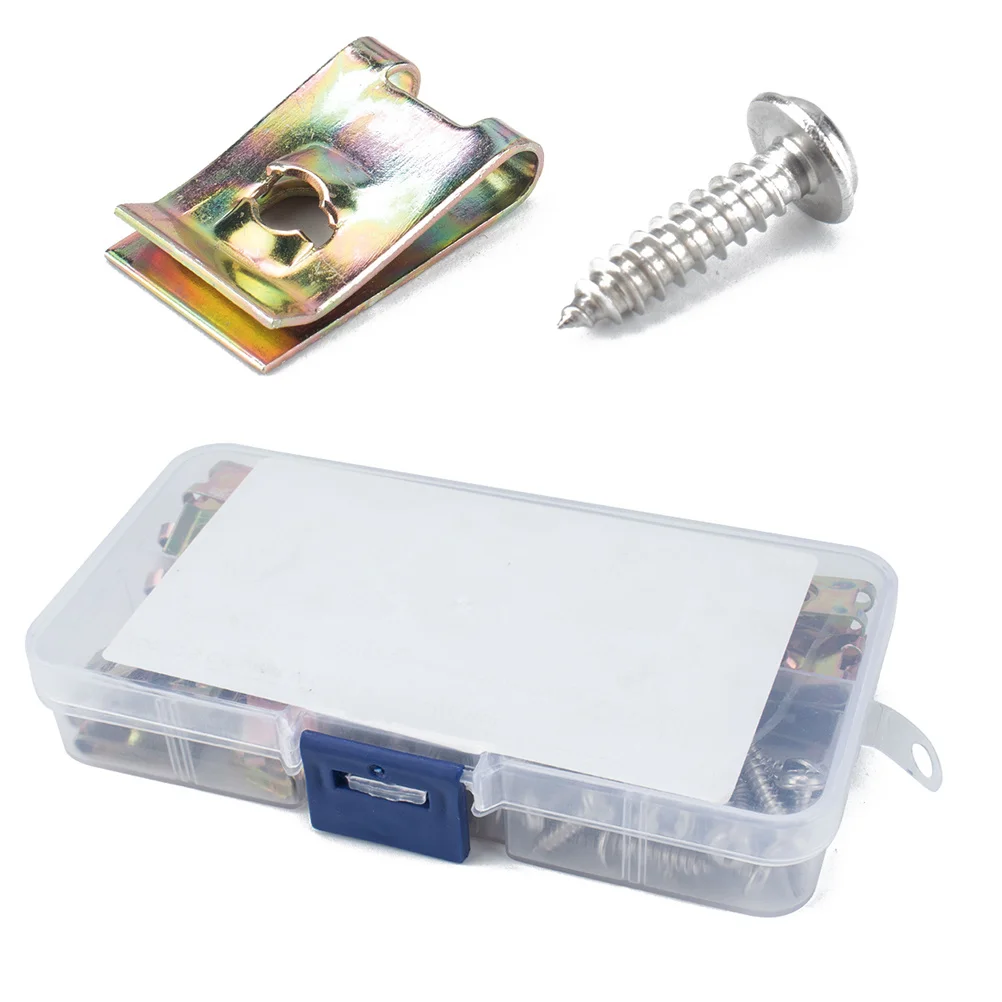 

100Pcs Motorcycle U Nut Fastener Manganese Steel U Clip Self Tapping Nut for Bodywork Panel Bumper Securing