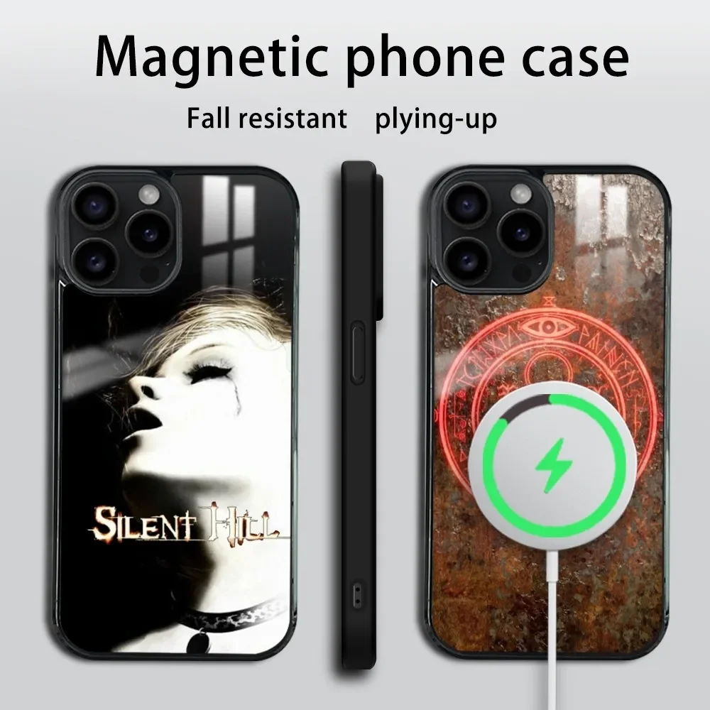 Horror Games S-Silent H-Hill Phone Case For iPhone 16 15 14 13 12 11 Pro Max Plus Mini Magsafe Mirror Wireless Magnetic Cover