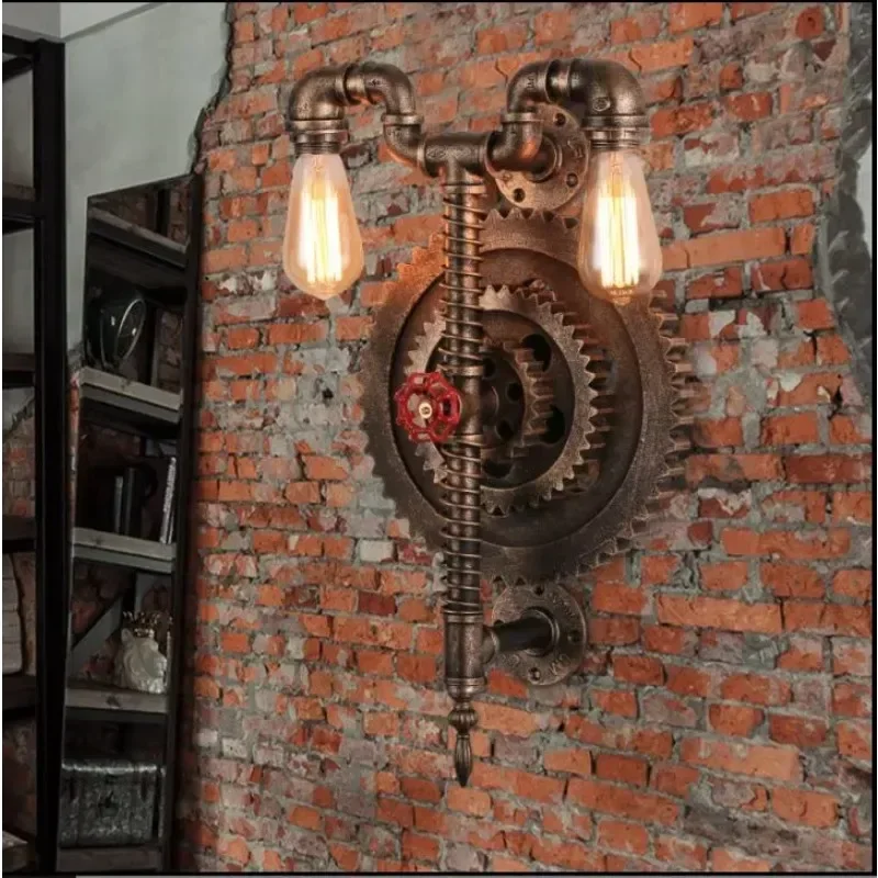 Industrial Wind Wrought Iron Personality Loft Bar Clothing Store Theme Restaurant Living Room Aisle Retro Wall Lamp