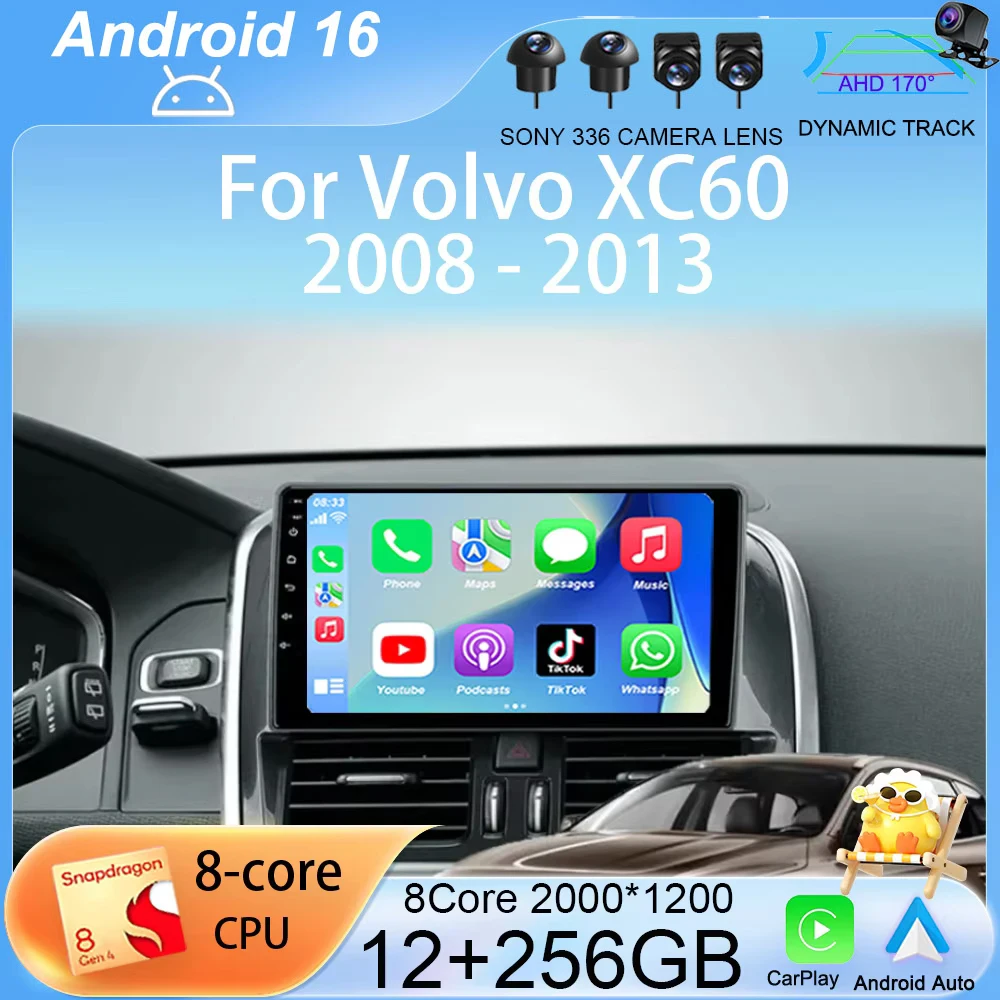 

Автомагнитола Carplay для Volvo XC60 2008-2017, мультимедийный видеоплеер на Android 13, GPS-навигация, стерео аудио, Wi-Fi, без DVD, типоразмер 2DIN